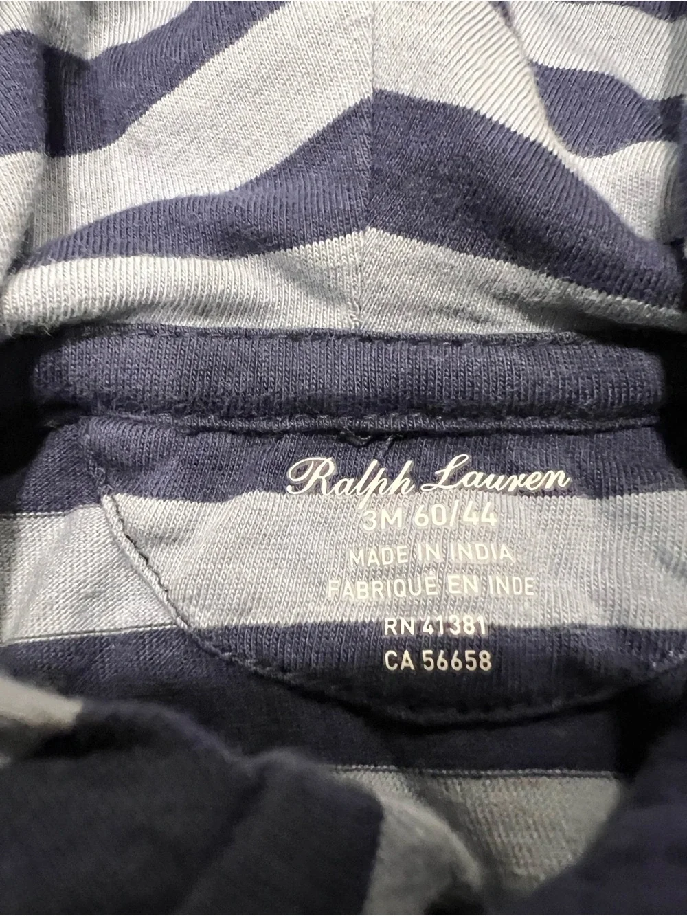 Polo by Ralph Lauren Boys Navy and White Striped Hooded Shirt - 3 months